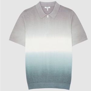 Reiss DUORO OMBRE ZIP NECK POLO SHIRT L